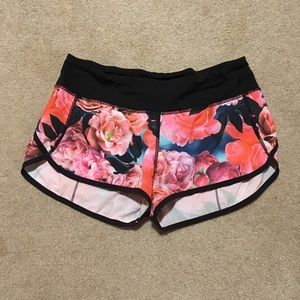 Lululemon Secret Garden Speed Shorts, size 6